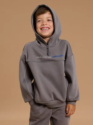 Sinsay - Bluza z kapturem i kontrastowym przeszyciem - brązowy