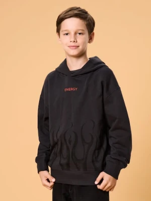 Sinsay - Bluza z kapturem i nadrukiem - szary