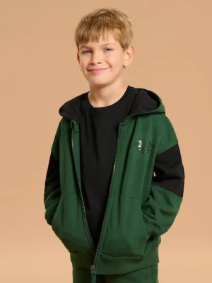 Sinsay - Bluza z kapturem i przeszyciami - zielony