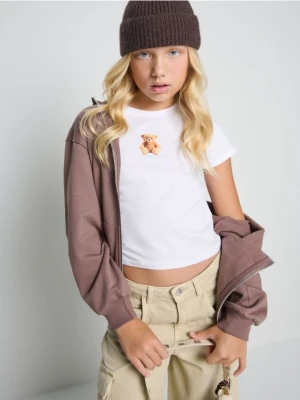 Sinsay - Bluza z kapturem na zamek - brązowy