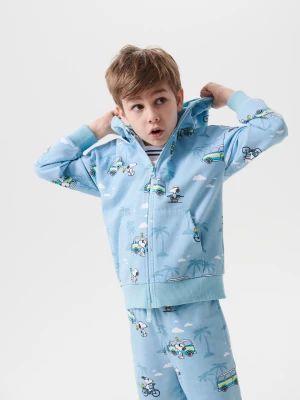 Sinsay - Bluza z kapturem Peanuts - błękitny
