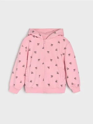 Sinsay - Bluza z kapturem w drobne kokardki - różowy