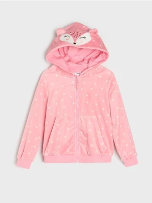 Sinsay - Bluza z kapturem w kropki - różowy
