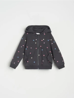 Sinsay - Bluza z kapturem w kropki - szary