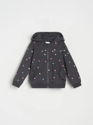 Sinsay - Bluza z kapturem w kropki - szary