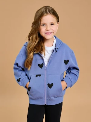 Sinsay - Bluza z kapturem w serca - niebieski