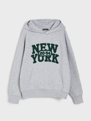 Sinsay - Bluza z kapturem z aplikacją 3D NYC - szary