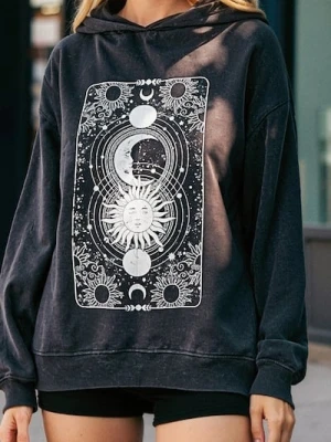 Sinsay - Bluza z kapturem z efektem sprania - szary