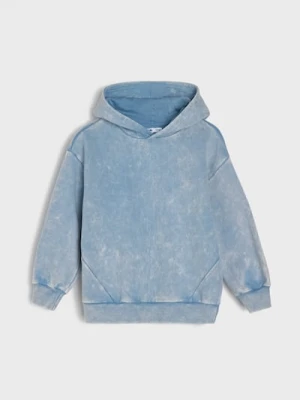 Sinsay - Bluza z kapturem z efektem sprania - szary
