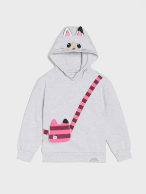 Sinsay - Bluza z kapturem z elementami 3D Gabby's Dollhouse - szary