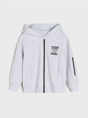 Sinsay - Bluza z kapturem z kieszenią na rękawie - szary