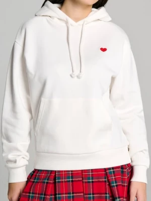 Sinsay - Bluza z kapturem z motywem walentynkowym - kremowy