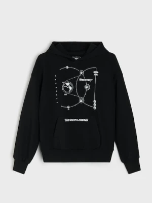 Sinsay - Bluza z kapturem z nadrukiem Discovery - czarny