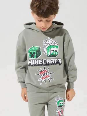 Sinsay - Bluza z kapturem z nadrukiem Minecraft - zielony