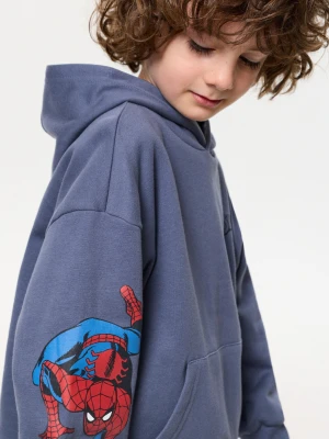 Sinsay - Bluza z kapturem z nadrukiem Spider-Man - niebieski