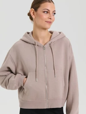 Sinsay - Bluza z kapturem z zapięciem - beżowy