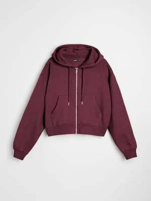 Sinsay - Bluza z kapturem z zapięciem - bordowy