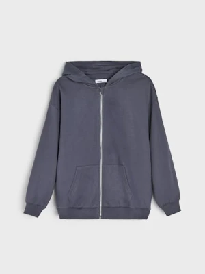 Sinsay - Bluza z kapturem zapinana na zamek - szary