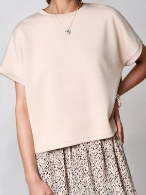 Zdjęcie produktu Sinsay - Bluza z krótkim rękawem soft touch - beżowy