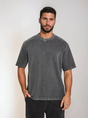 Sinsay - Bluza z krótkim rękawem z efektem sprania - szary