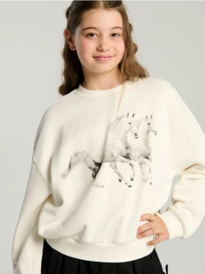 Sinsay - Bluza z motywem koni - kremowy