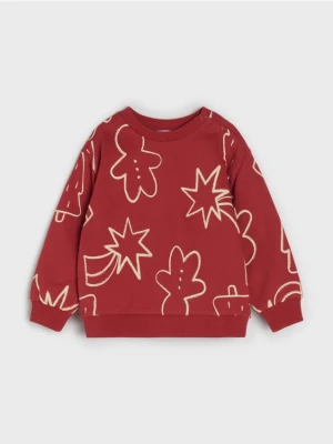 Sinsay - Bluza z motywem świątecznym - bordowy