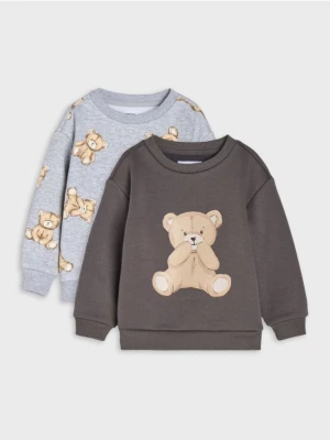 Sinsay - Bluza z nadrukiem 2 pack - szary