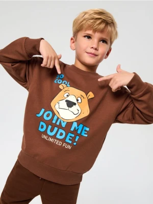 Sinsay - Bluza z nadrukiem - brązowy