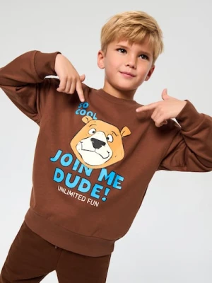 Sinsay - Bluza z nadrukiem - brązowy