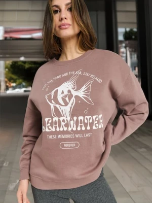 Sinsay - Bluza z nadrukiem - fioletowy