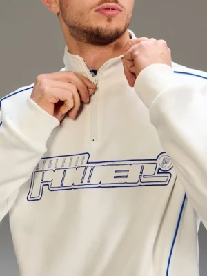 Sinsay - Bluza z nadrukiem i kontrastową lamówką - kremowy