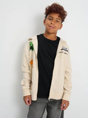 Sinsay - Bluza z nadrukiem na plecach Minecraft - kremowy