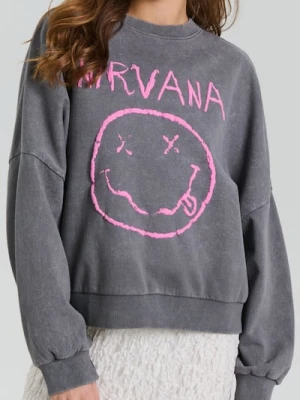 Sinsay - Bluza z nadrukiem Nirvana - szary