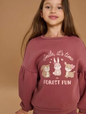 Sinsay - Bluza z nadrukiem w motywie jesiennym - bordowy