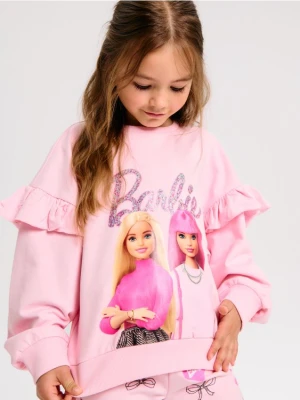 Sinsay - Bluza z ozdobnymi falbanami Barbie - różowy