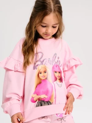 Sinsay - Bluza z ozdobnymi falbanami Barbie - różowy