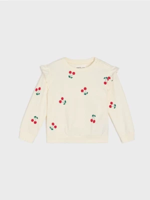 Sinsay - Bluza z ozdobnymi falbanami - kremowy