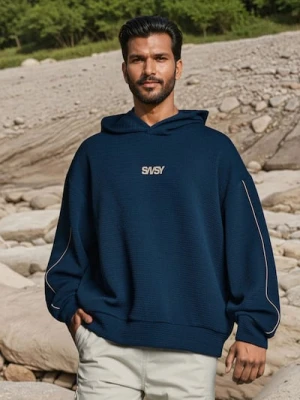 Sinsay - Bluza żakardowa z kontrastową lamówką - granatowy