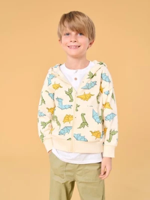 Sinsay - Bluza zapinana na zamek z motywem dinozaurów - kremowy