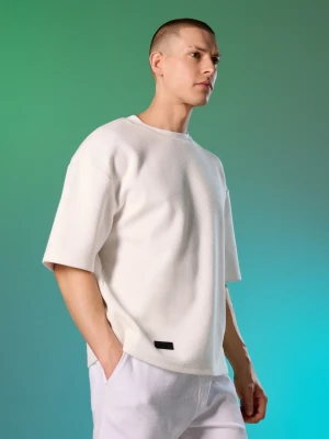 Sinsay - Bluza ze strukturą wafelkową - biały