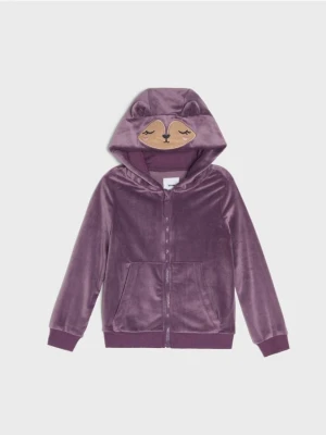 Sinsay - Bluza zip hoodie - fioletowy