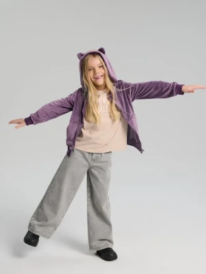 Sinsay - Bluza zip hoodie - fioletowy