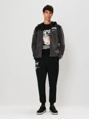 Sinsay - Bluza zip hoodie NASA - szary