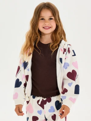 Sinsay - Bluza zip hoodie w serca - kremowy