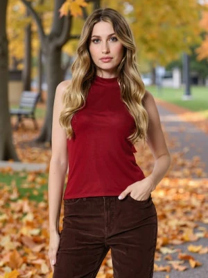 Sinsay - Bluzka bez rękawów - bordowy