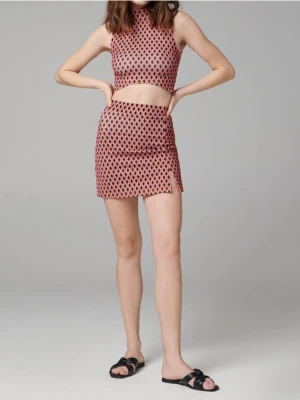 Sinsay - Bluzka bez rękawów z golfem i geometrycznym wzorem - pomarańczowy