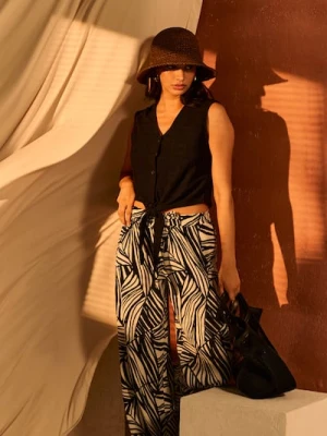 Sinsay - Bluzka koszulowa bez rękawów - czarny