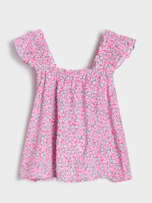 Sinsay - Bluzka lekko marszczona przy dekolcie z ozdobnymi falbanami - wielobarwny