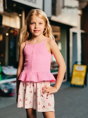 Zdjęcie produktu Sinsay - Bluzka na ramiączkach z baskinką - różowy