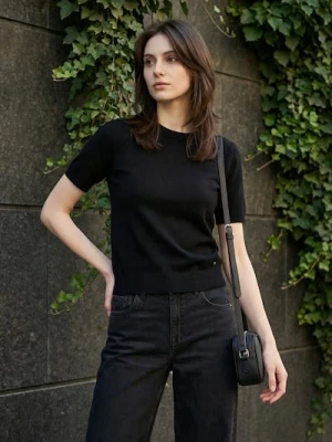 Sinsay - Bluzka swetrowa - czarny